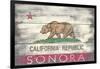 Sonora, California - State Flag - Barnwood Painting-Lantern Press-Framed Art Print