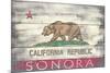 Sonora, California - State Flag - Barnwood Painting-Lantern Press-Mounted Art Print