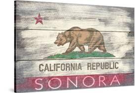 Sonora, California - State Flag - Barnwood Painting-Lantern Press-Stretched Canvas