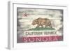 Sonora, California - State Flag - Barnwood Painting-Lantern Press-Framed Art Print