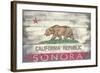 Sonora, California - State Flag - Barnwood Painting-Lantern Press-Framed Art Print