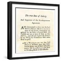 Sons of Liberty Handbill Supporting Boycott of British Goods in Boston Before the Revolutionary War-null-Framed Premium Giclee Print