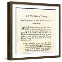 Sons of Liberty Handbill Supporting Boycott of British Goods in Boston Before the Revolutionary War-null-Framed Giclee Print