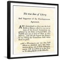 Sons of Liberty Handbill Supporting Boycott of British Goods in Boston Before the Revolutionary War-null-Framed Giclee Print