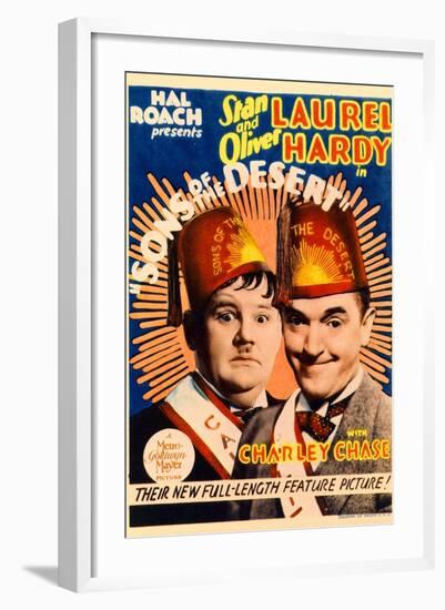 SONS OF THE DESERT, from left: Oliver Hardy, Stan Laurel, 1933.-null-Framed Art Print