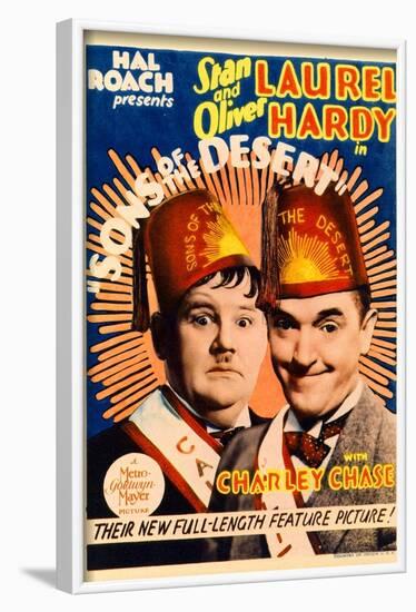 SONS OF THE DESERT, from left: Oliver Hardy, Stan Laurel, 1933.-null-Framed Art Print