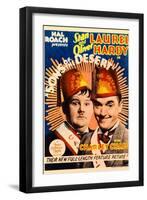 SONS OF THE DESERT, from left: Oliver Hardy, Stan Laurel, 1933.-null-Framed Art Print