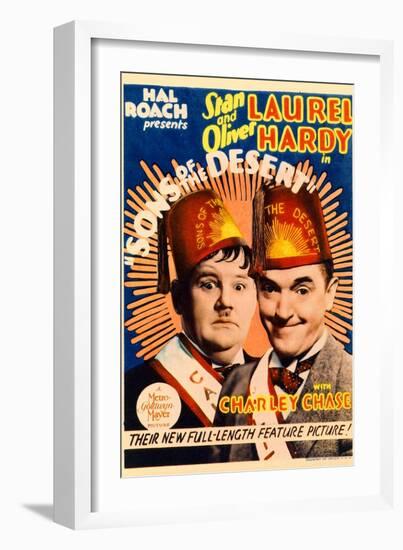 SONS OF THE DESERT, from left: Oliver Hardy, Stan Laurel, 1933.-null-Framed Art Print