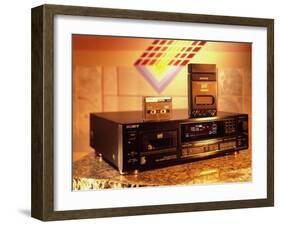 Sony's Dat Tape Deck, Walkman Portable Cassette Player and Blank Dat Cassette-Ted Thai-Framed Photographic Print