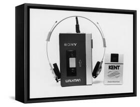 Sony Walkman Tape Player Photographed Next to a Pack of Kent Cigarettes For Size Comparison-Ted Thai-Framed Stretched Canvas