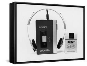 Sony Walkman Tape Player Photographed Next to a Pack of Kent Cigarettes For Size Comparison-Ted Thai-Framed Stretched Canvas