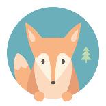 Animal Set. Portrait in Flat Graphics - Fox-sonyakamoz-Mounted Art Print