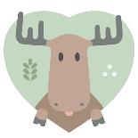 Animal Set. Portrait of a Moose in Love in Flat Graphics-sonyakamoz-Art Print