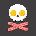 Pirate Flag Made of Fried Eggs and Bacon as Skull and Crossbones. Cartoon Breakfast Food Vector Ill-Soodowoodo-Art Print