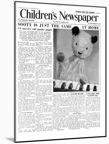 Sooty, Front Page of 'The Children's Newspaper', March 1955-English School-Mounted Giclee Print