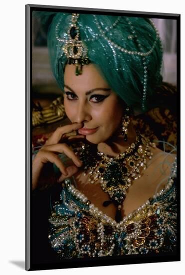 Sophia Loren in Exotic East Indian Costume for Role in Motion Picture Lady L-Gjon Mili-Mounted Photographic Print