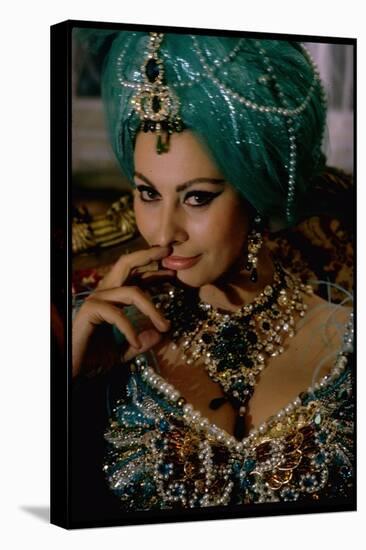 Sophia Loren in Exotic East Indian Costume for Role in Motion Picture Lady L-Gjon Mili-Stretched Canvas
