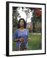Sophia Loren in the Garden Cutting Roses-Alfred Eisenstaedt-Framed Premium Photographic Print