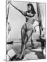 Sophia Loren Italian Film Actress, Seen Here in Amazonian Pose on Board a Ship-null-Mounted Photographic Print