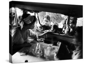 Sophia Loren Speaks to Fans Outside Trailer Window During Filming of "Madame Sans Gene"-Alfred Eisenstaedt-Stretched Canvas