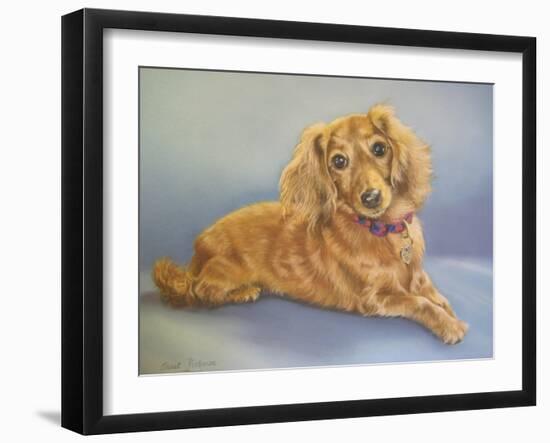 Sophie, Blue Background-Janet Pidoux-Framed Giclee Print