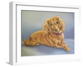 Sophie, Blue Background-Janet Pidoux-Framed Giclee Print