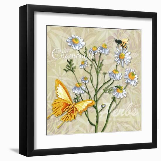 Sophisticated Elegant Herbs Spices Chamomile Daisy-Megan Aroon Duncanson-Framed Art Print