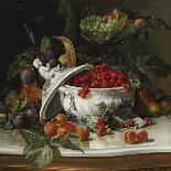 Plums, Grapes and Raspberries in a Porcelain Tureen, 1885-Sophus Pedersen-Framed Stretched Canvas