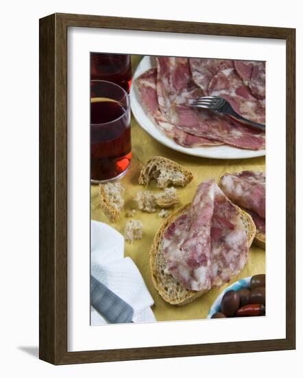 Soppressata (Soprassata) (Capofreddo), Italian Dry-Cured Salami, Italian Food, Italy, Europe-Nico Tondini-Framed Photographic Print