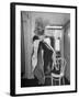 Soprano Patrice Munsel Costumed as Notary for Cosi Fan Tutte, Pulling onGloves in Dressing Room-Peter Stackpole-Framed Premium Photographic Print