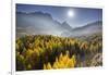 Sorapiss, Larches, Sun, Cortina D'Ampezzo, Veneto, the Dolomites, Italy-Rainer Mirau-Framed Photographic Print