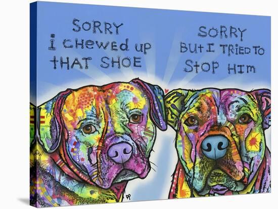 Sorry, I chewed up that shoe, sorry but i tried to stop him, Dogs, Guilty, Pets, Pop Art-Russo Dean-Stretched Canvas