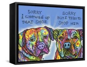 Sorry, I chewed up that shoe, sorry but i tried to stop him, Dogs, Guilty, Pets, Pop Art-Russo Dean-Framed Stretched Canvas
