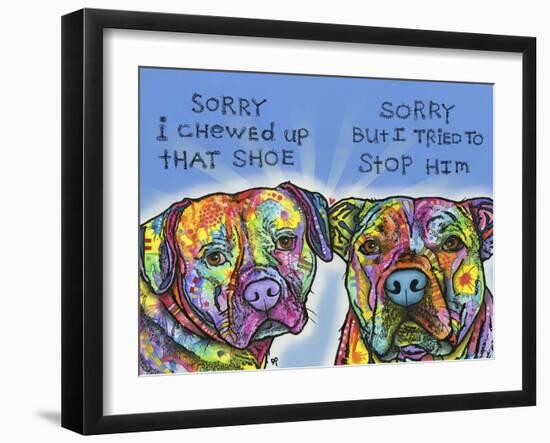 Sorry, I chewed up that shoe, sorry but i tried to stop him, Dogs, Guilty, Pets, Pop Art-Russo Dean-Framed Giclee Print