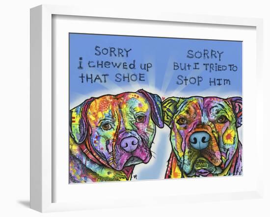 Sorry, I chewed up that shoe, sorry but i tried to stop him, Dogs, Guilty, Pets, Pop Art-Russo Dean-Framed Giclee Print