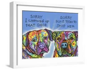 Sorry, I chewed up that shoe, sorry but i tried to stop him, Dogs, Guilty, Pets, Pop Art-Russo Dean-Framed Giclee Print