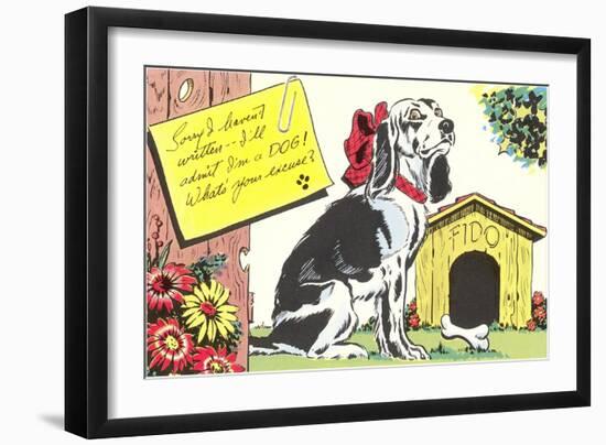 Sorry I Haven't Written Cartoon Spaniel-null-Framed Art Print