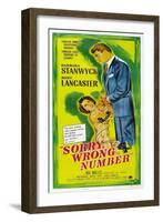 SORRY, WRONG NUMBER, US poster, from left: Barbara Stanwyck, Burt Lancaster, 1948-null-Framed Art Print