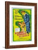 SORRY, WRONG NUMBER, US poster, from left: Barbara Stanwyck, Burt Lancaster, 1948-null-Framed Art Print