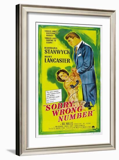 SORRY, WRONG NUMBER, US poster, from left: Barbara Stanwyck, Burt Lancaster, 1948-null-Framed Art Print