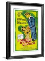 SORRY, WRONG NUMBER, US poster, from left: Barbara Stanwyck, Burt Lancaster, 1948-null-Framed Art Print