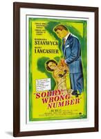 SORRY, WRONG NUMBER, US poster, from left: Barbara Stanwyck, Burt Lancaster, 1948-null-Framed Art Print