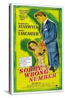 SORRY, WRONG NUMBER, US poster, from left: Barbara Stanwyck, Burt Lancaster, 1948-null-Stretched Canvas