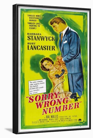 SORRY, WRONG NUMBER, US poster, from left: Barbara Stanwyck, Burt Lancaster, 1948-null-Framed Art Print