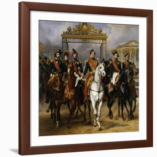 Sortant par la grille d'honneur du château de Versailles après avoir passé une revue militaire-Horace Vernet-Framed Giclee Print