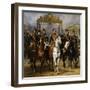 Sortant par la grille d'honneur du château de Versailles après avoir passé une revue militaire-Horace Vernet-Framed Giclee Print