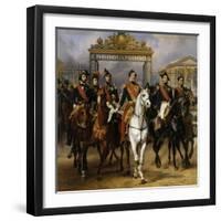 Sortant par la grille d'honneur du château de Versailles après avoir passé une revue militaire-Horace Vernet-Framed Giclee Print