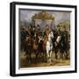 Sortant par la grille d'honneur du château de Versailles après avoir passé une revue militaire-Horace Vernet-Framed Giclee Print