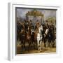 Sortant par la grille d'honneur du château de Versailles après avoir passé une revue militaire-Horace Vernet-Framed Giclee Print