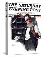 "Sorting the Mail" Saturday Evening Post Cover, February 18,1922-Norman Rockwell-Stretched Canvas
